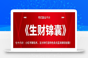 明灯副业千计—《生财锦囊》76计：小红书赚钱术，五分钟打造特色卖点蓝海赚钱秘籍！【视频课程】