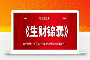 明灯副业千计—《生财锦囊》六十六计:全自动挂机美金项目掠夺国外项目
