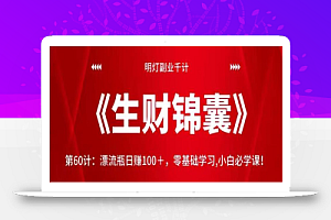 明灯副业千计—《生财锦囊》第60计:漂流瓶日赚100+,零基础学习,小白必学课!【视频课程】