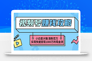 玩转微信视频号赚钱:小白变大咖涨粉百万实现快速变现1000万的现金流