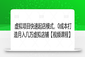 虚拟项目快速起店模式，0成本打造月入几万虚拟店铺【视频课程】