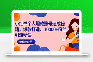小红书个人爆款账号速成秘籍,爆款打造、10000+粉丝引流秘诀