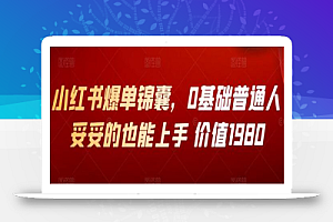 小红书爆单锦囊,0基础普通人妥妥的也能上手 价值1980