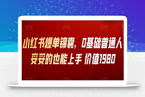 小红书爆单锦囊，0基础普通人妥妥的也能上手 价值1980