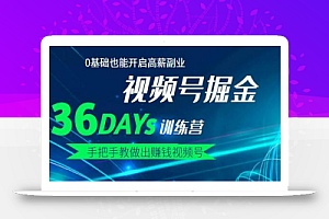 【视频号掘金营】36天手把手教做出赚钱视频号,0基础也能开启高薪副业!