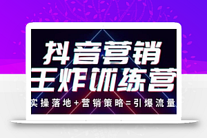 抖音营销王炸训练营,实操落地+营销策略=引爆流量 价值8960元