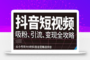 抖音视频号高级实操与理论课程:吸粉、引流、变现全攻略,从小号到大V的抖音运营精通手册
