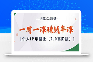 抖音2022新课:一周一课赚钱年课:个人IP与副业(2.0高阶版)