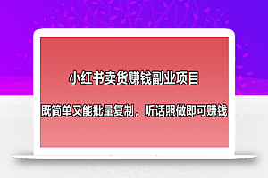 小红书卖货赚钱副业笔记:既简单又能批量复制,只要听话照做就可以赚钱!