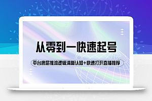 大雷传媒·从零到一快速起号，对平台的底层推流逻辑有一个清晰的认知，快速打开直播推荐