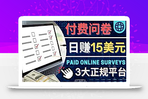 参与付费调查，利用自己的空闲时间完成问卷，适合新手的平台，日赚15美元