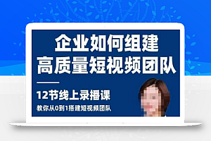企业如何组建高质量视频团队,12节课教你从0到1搭建短视频团队