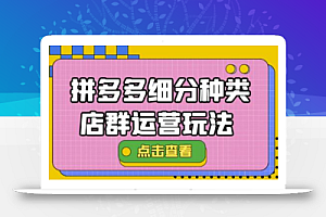 拼多多细分种类店群运营玩法3.0,11月最新玩法,小白也可以操作