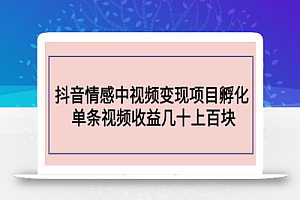 黄岛主副业孵化营第5期:抖音情感中视频变现项目孵化单条视频收益几十上百