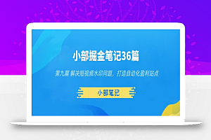 小部掘金笔记36篇第九篇解决短视频水印问题，打造自动化盈利站点