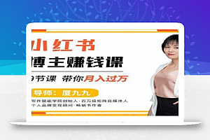 9节小红书博主赚钱课,厦九九老师直播录制亲授,带你入门小红书,月入过万