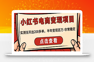 顽石·小红书电商变现项目，实测当天出200多单，半年变现百万，非常稳定