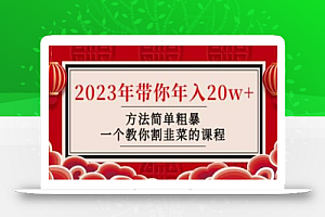 韭菜-联盟·2023年带你年入20w+方法简单粗暴,一个教你割韭菜的课程