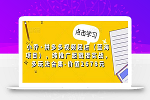 小乔·拼多多视频起店(蓝海项目),纯推广起链接实战,多玩法合集-价值2678元