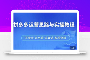 拼多多店铺运营思路与实操教程，快速学会拼多多开店和运营，少踩坑，多盈利