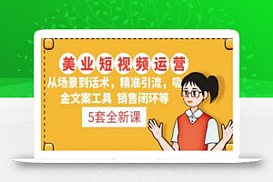5套·美业短视频运营课从场景到话术·精准引流·吸金文案工具·销售闭环等