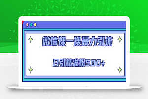 微信搜一搜引流全系列课程,日引精准粉500+(8节课)
