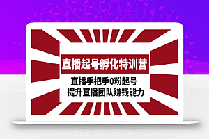直播起号孵化特训营:直播手把手0粉起号 提升直播团队赚钱能力