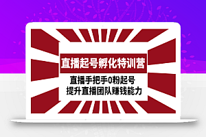 直播起号孵化特训营：直播手把手0粉起号 提升直播团队赚钱能力