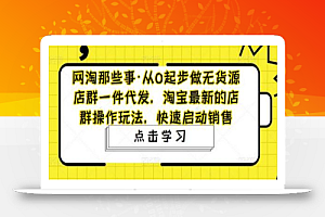 网淘那些事·从0起步做无货源店群一件代发,淘宝最新的店群操作玩法,快速启动销售