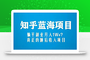 知乎蓝海玩法，躺平副业月入1W+，真正的睡后收入项目（6节视频课）