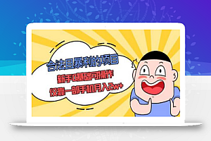 合法且暴利的项目,新手0基础可操作,仅靠一部手机月入2w+