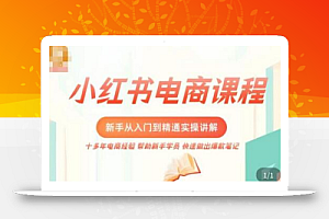 小红书电商新手入门到精通实操课,从入门到精通做爆款笔记,开店运营