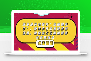 拼多多实战宝典“初级到高手”,新手小白必看拼多多课程,带你全方位解读拼多多各种玩法