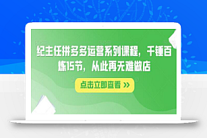 纪主任拼多多运营系列课程，千锤百炼15节，从此再无难做店