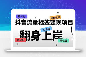 抖音流量标签变现项目,抖音创业粉轻松转化,单价高收益简单