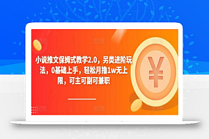 小说推文保姆式教学2.0,另类进阶玩法,0基础上手,轻松月撸1w无上限,可主可副可兼职