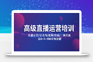 高级直播运营培训 直播运营/话术/短视频/投流/三频共振 从0~1~100详细讲解