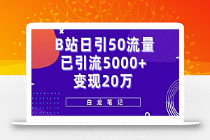B站日引50+流量,实战已引流5000+变现20万,超级实操课程