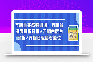 万相台实战特训课:万相台深度解析应用✔万相台后台解析✔万相台优质资源位