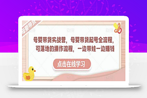 母婴带货实战营,母婴带货起号全流程,可落地的操作流程,一边带娃一边赚钱(附素材)