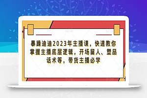 暴躁迪迪2023年主播课,快速教你掌握主播底层逻辑,开场留人、塑品话术等,带货主播必学