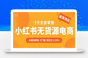 2023【阿本小红书无货源电商训练营】保姆级教程,从0到1,3天全盘掌握,轻松日入300+