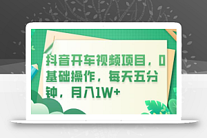 抖音开车视频项目,0基础操作,每天五分钟,月入1W+
