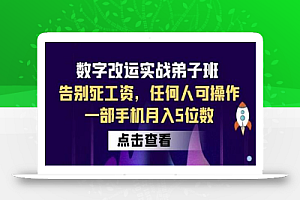 数字改运实战弟子班:告别死工资,任何人可操作,一部手机月入5位数
