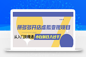 拼多多开店虚拟变现项目：入门到精通 从小白到日入1000（完整版）6月13更新