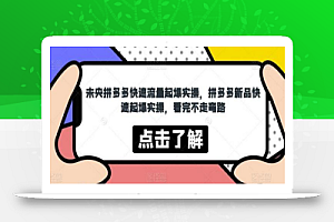 未央拼多多快速流量起爆实操,拼多多新品快速起爆实操,看完不走弯路