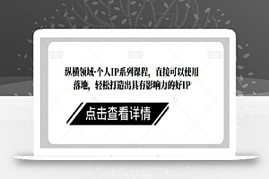 纵横领域·个人IP系列课程,直接可以使用落地,轻松打造出具有影响力的好IP
