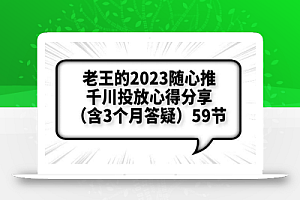 爱做号的老王·随心推+千川投流,投放实操拆解和放量思维,投流原理、千川测品