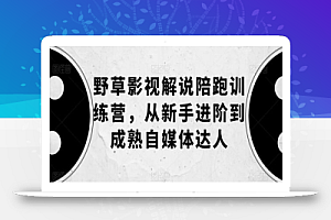 野草影视解说陪跑训练营,从新手进阶到成熟自媒体达人