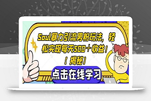 Soul暴力引流男粉玩法,轻松实现每天500+收益!